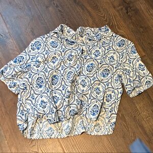 H&M Blue and White Patterned Blouse
